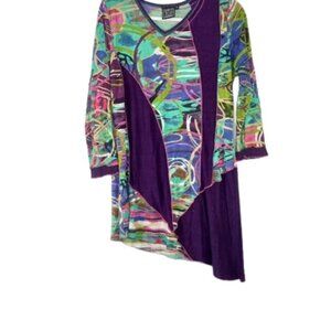 Vintage Fresh Groove Womens Tunic Top  Mixed Media Boho Burnout M